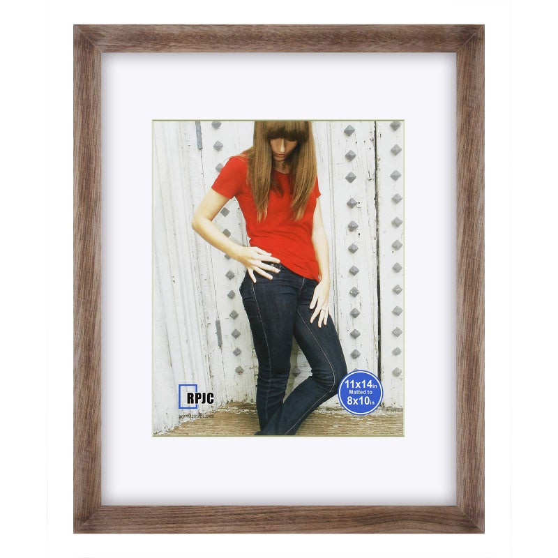 RPJC 11x14 inch Picture Frame Made of Solid Wood and High Definition Glass Display Pictures 8x10 with Mat or 11x14 Without Mat for Wall Mounting Photo Frame Carbonized - Image 1